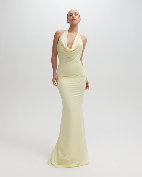 Sarai Plunge Neck Maxi Dress White / XL